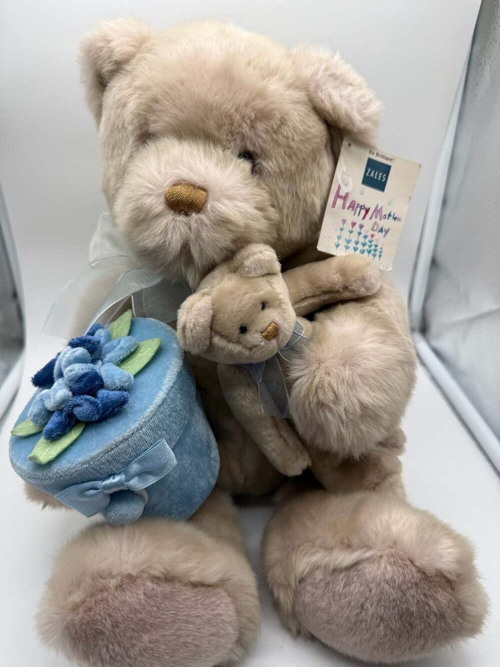 Gund Zales Brilliant Bear Mother's Day Plush with Baby and Flower Box